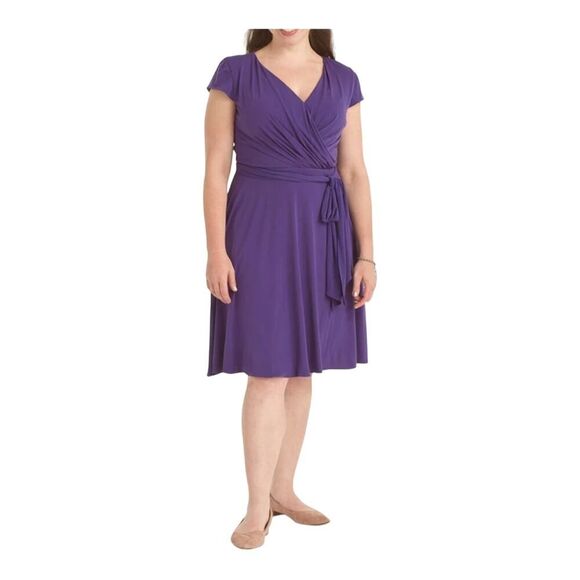 LOTUS Pockets Stretchy Self Sash Purple Office Casual Party Dress size 18W - Picture 16 of 16